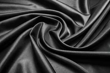 Obraz premium Silky Black Fabric With Elegant Folds and Drapes Generative AI