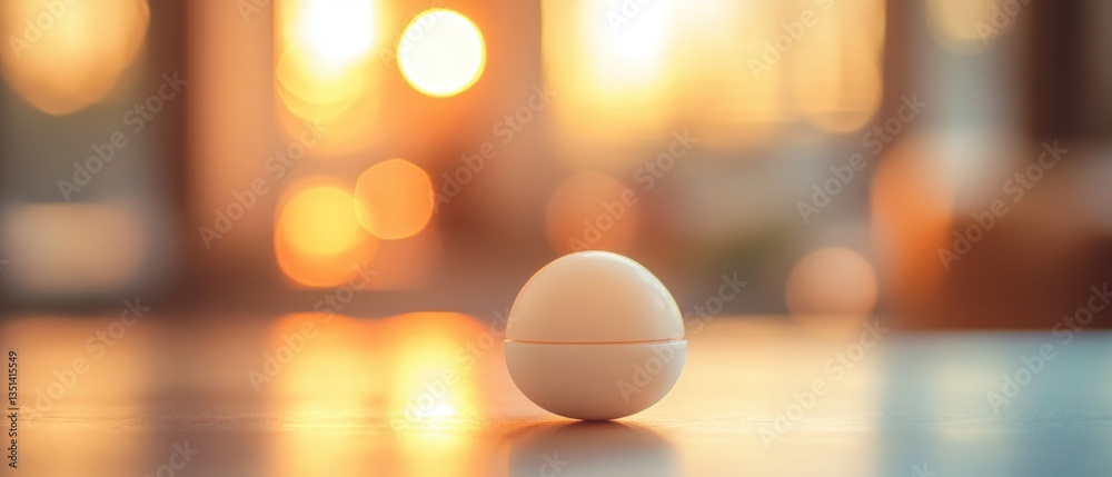 Poster a single white egg sits on a table, ready to be used or displayed