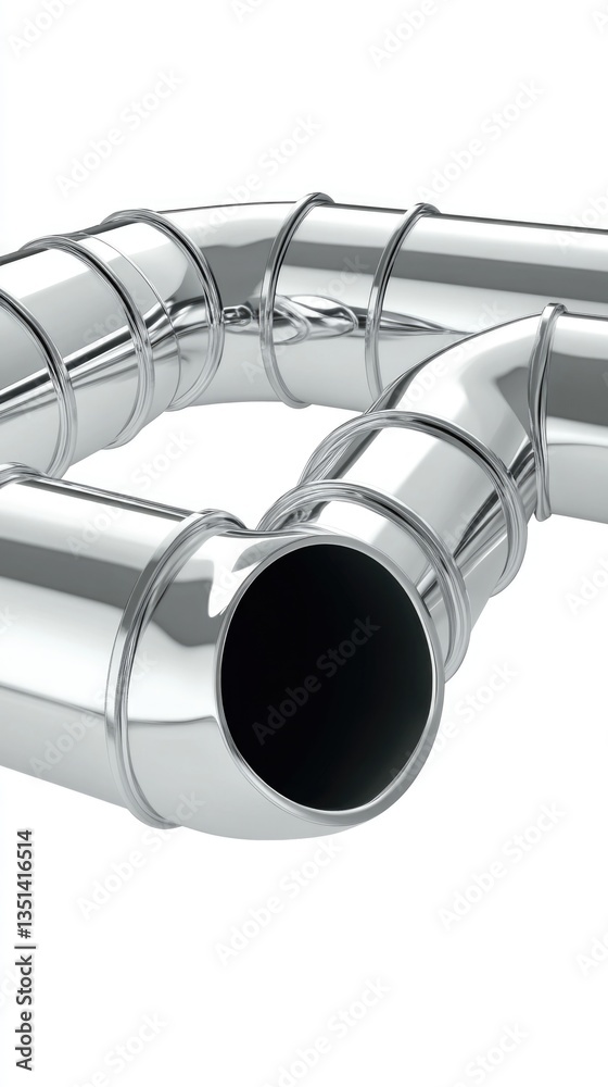 Poster a close up shot of an exhaust pipe on a white background, suitable for use in automotive or mechanic