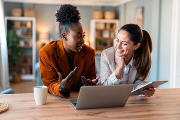 Professional Collaboration Between Caucasian Woman and Black Colleague in Remote Work Setting