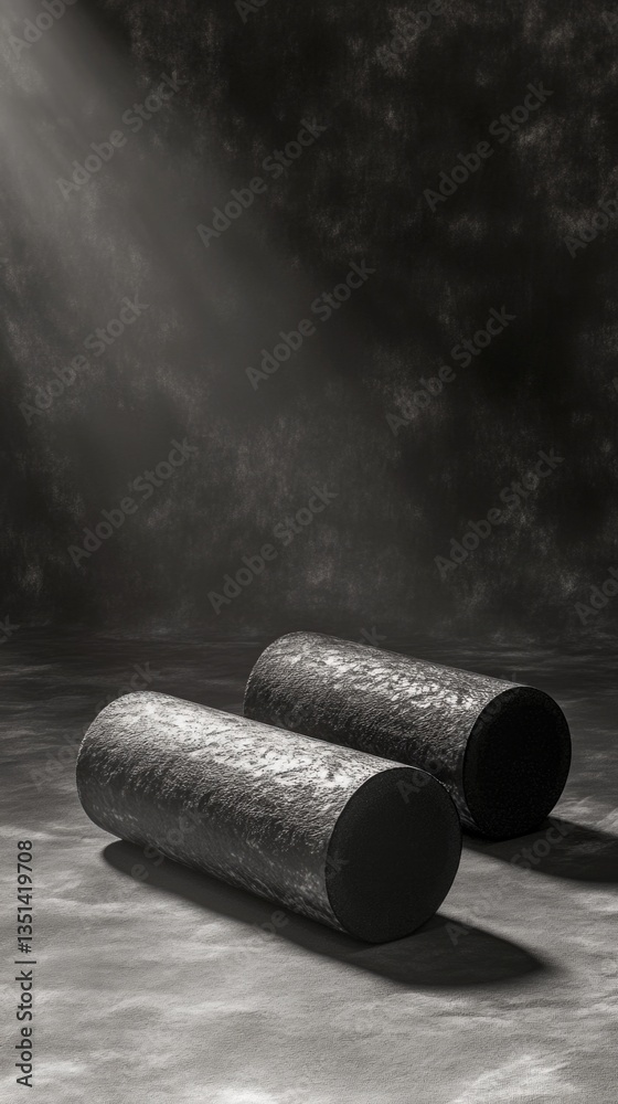 Poster A close-up view of two natural logs on a rustic background