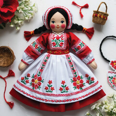 cute doll in a red dress