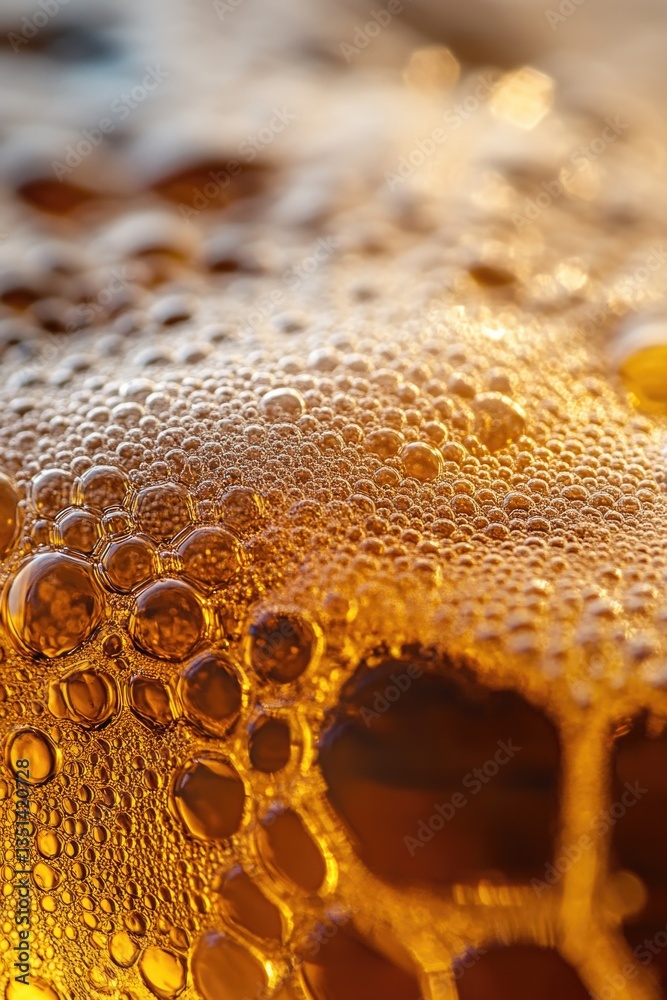 Poster a detailed view of a frothy beer bottle, great for use in pub or brewery scenes