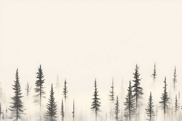 Misty Forest Scenery: A Tranquil Landscape Painting