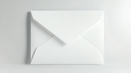 Clean white envelope displayed against a smooth white background, in full high-definition with no shadows.