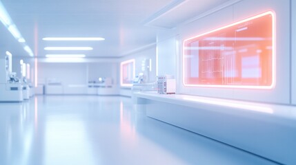 Obraz premium modern sleek laboratory with innovative equipment and glowing screens emitting futuristic ambiance emphasizing cutting-edge