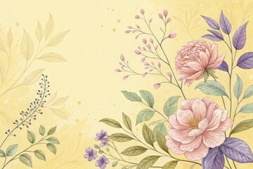 Beautiful Floral Illustration With Soft Pastel Colors Generative AI