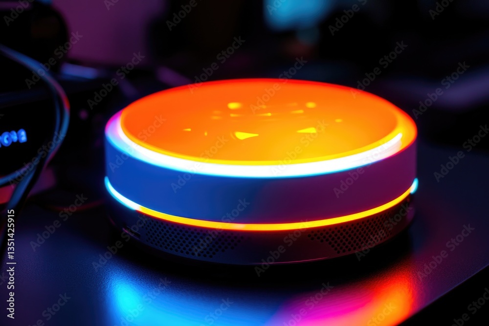 Aufkleber A modern smart device placed on a desk or table, perfect for use in articles about technology and innovation