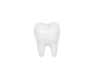 Realistic 3D rendering of a healthy, clean, white tooth isolated on a transparent background