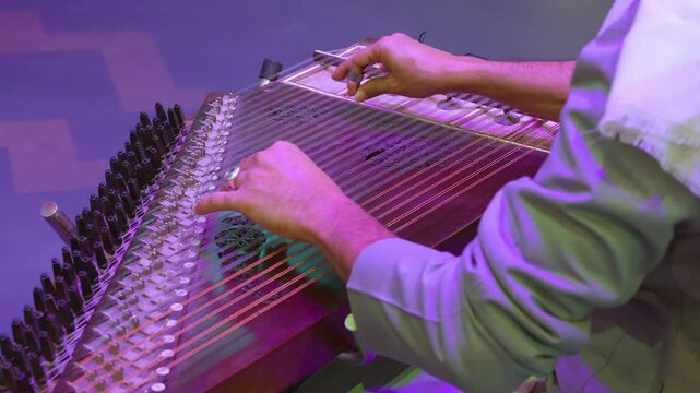Middle Eastern Qanun Player, Arabic Music Instrument