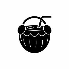 creative details A Coconut with Headphones Listening to Music Icon vector illustration