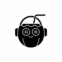 creative details A Coconut with Headphones Listening to Music Icon vector illustration