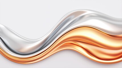 Smooth Waves of Silver and Gold Decorative Abstract Art