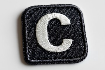 Black and White Letter C Embroidered Patch white background