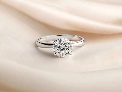 Solitaire Diamond Ring on Silk.