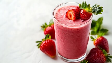 Freshly pressed strawberry juice smoothie refreshing healthy beverage full flavor