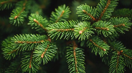 Detailed Close-up of Evergreen Pine Branches Showcasing Lush Green Needles