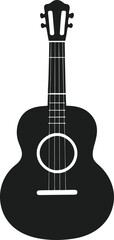 Classic Acoustic Guitar Silhouette Vector - Black Musical Instrument Illustration