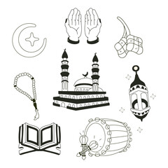 Islamic objects line art 