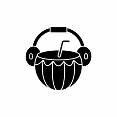 creative details A Coconut with Headphones Listening to Music Icon vector illustration