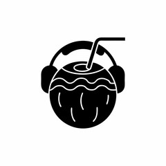 creative details A Coconut with Headphones Listening to Music Icon vector illustration