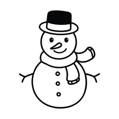 Snowman with a scarf and hat vector illustration