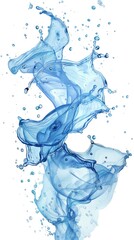 Abstract water splash, vibrant blue, isolated on white, dynamic motion