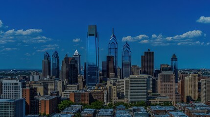 Fototapeta premium Vibrant City Skyline with Investment Firms