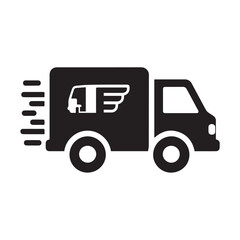 Simple delivery truck icon on a white background