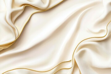 Obraz premium Elegant Cream Fabric with Subtle Golden Trim Waves