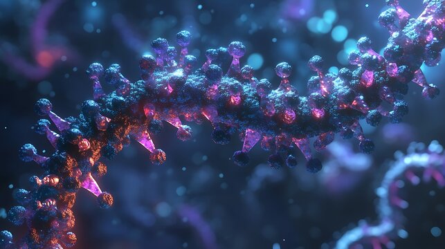 A detailed view of a deadly virus hijacking a human cell, injecting its genetic material 