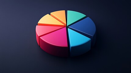 Obraz premium Colorful pie chart segments on dark background showcasing data representation