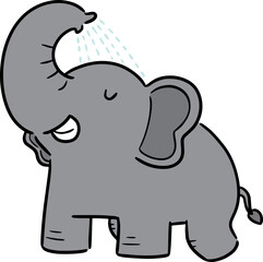 Obraz premium Illustration of elephant bathing