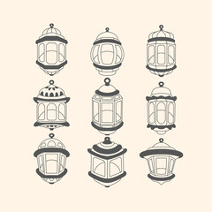 Islamic lantern line art 