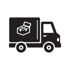 Fototapeta premium Simple delivery truck icon on a white background