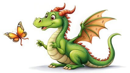 Obraz premium green dragon on white background