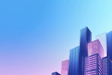 Obraz premium Vibrant City Skyline Illustration at Dusk