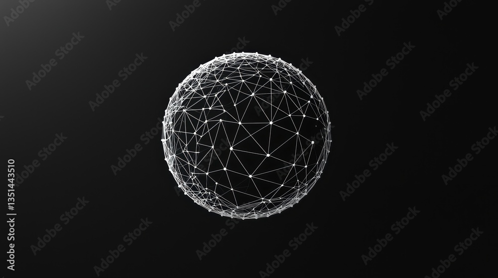 Poster abstract 3d sphere with triangular network lines