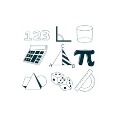 School subject: math line art 