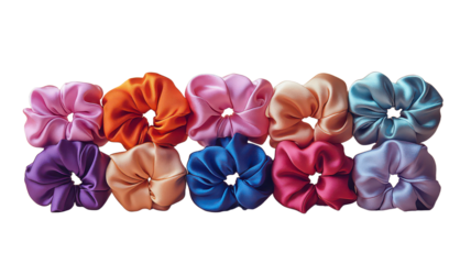 Collection of trendy silk elastic bands isolated on Cutout background.PNG