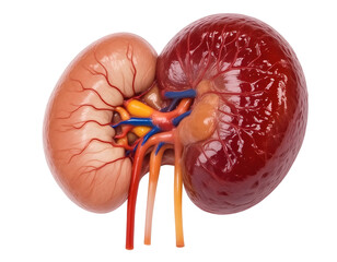 Detailed Medical Illustration of Human Kidneys and Associated Vessels