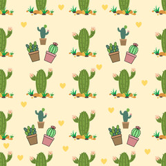 Cactus seamless pattern background. Cactus illustration. Cactus background. Perfect for fabric, textile, wallpaper, decor, illustration, print, packaging of products