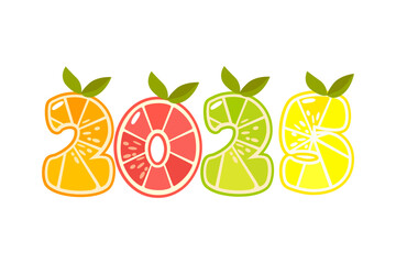 Citrus fruit number 2025. Citrus numbers. Numbers, figures2026 for graphic design