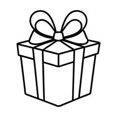christmas gift box with bow line art vector illustration