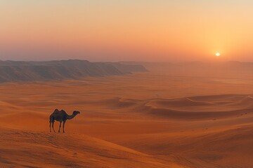 Desert Sunrise Camel Solitude