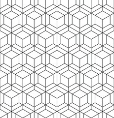 Hexagon seamless pattern with black thin line, modern, simple style for tech, futuristic background, vector illustration.