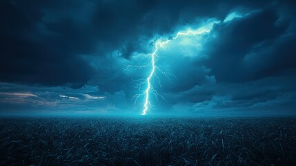 Fototapeta premium Stormy night over a field