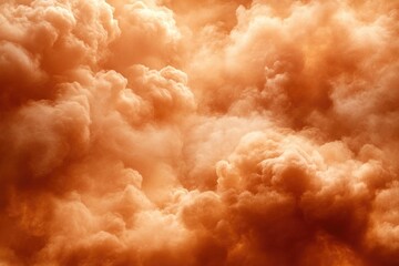 Massive orange-toned smoke clouds fill the sky