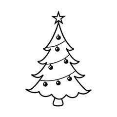 line drawing of a christmas tree vector illustration
