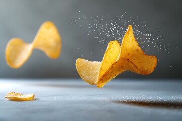 Crispy Potato Chips in Motion